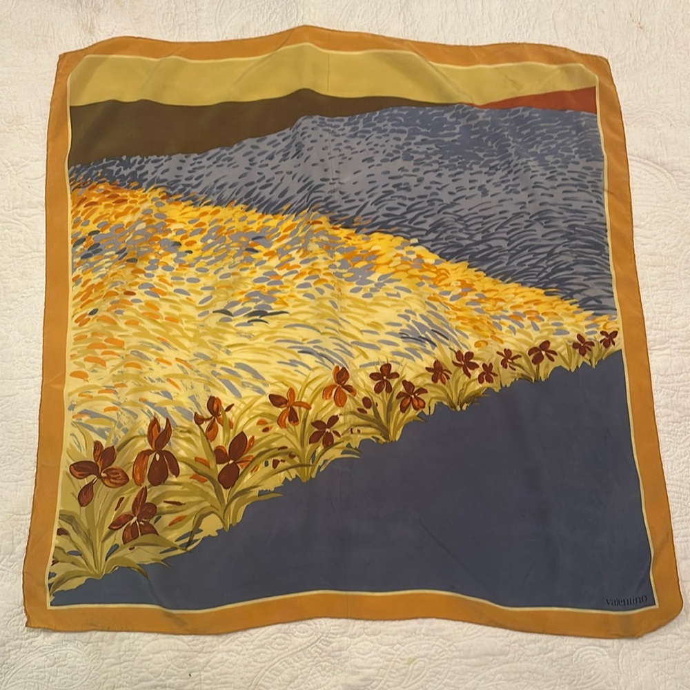 Vintage Valentino floral square silk scarf